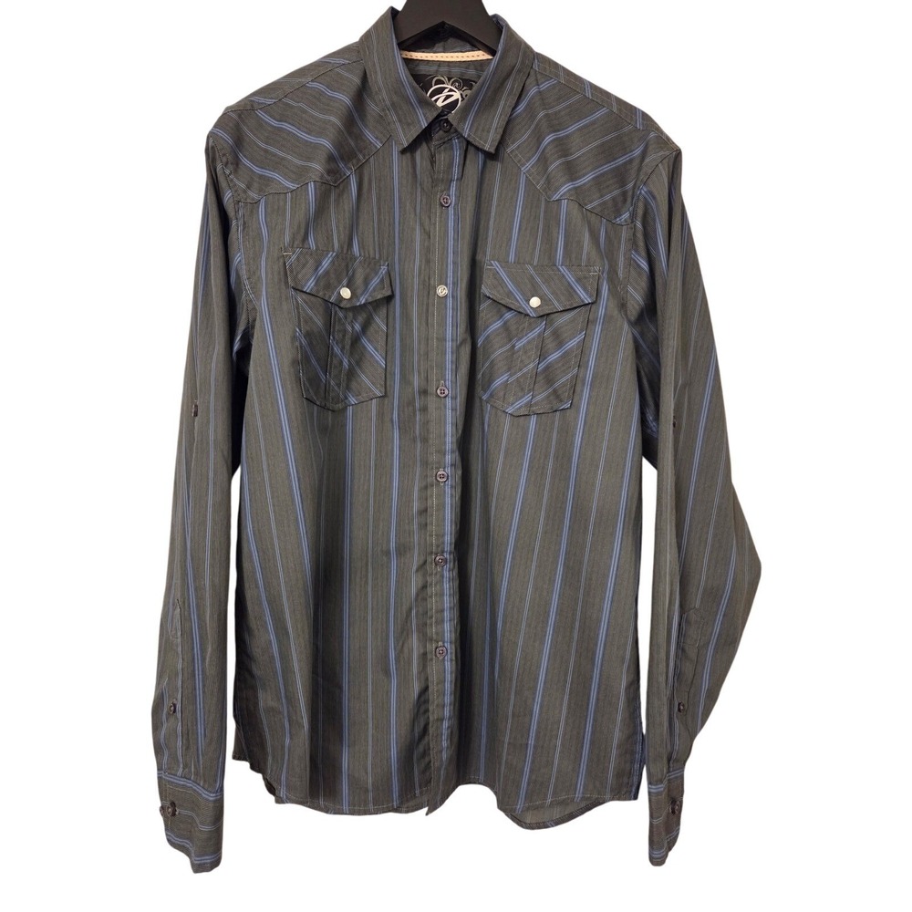 Drill Clothing Company Mens L Striped Button Down Shirt Long Sleeve‎